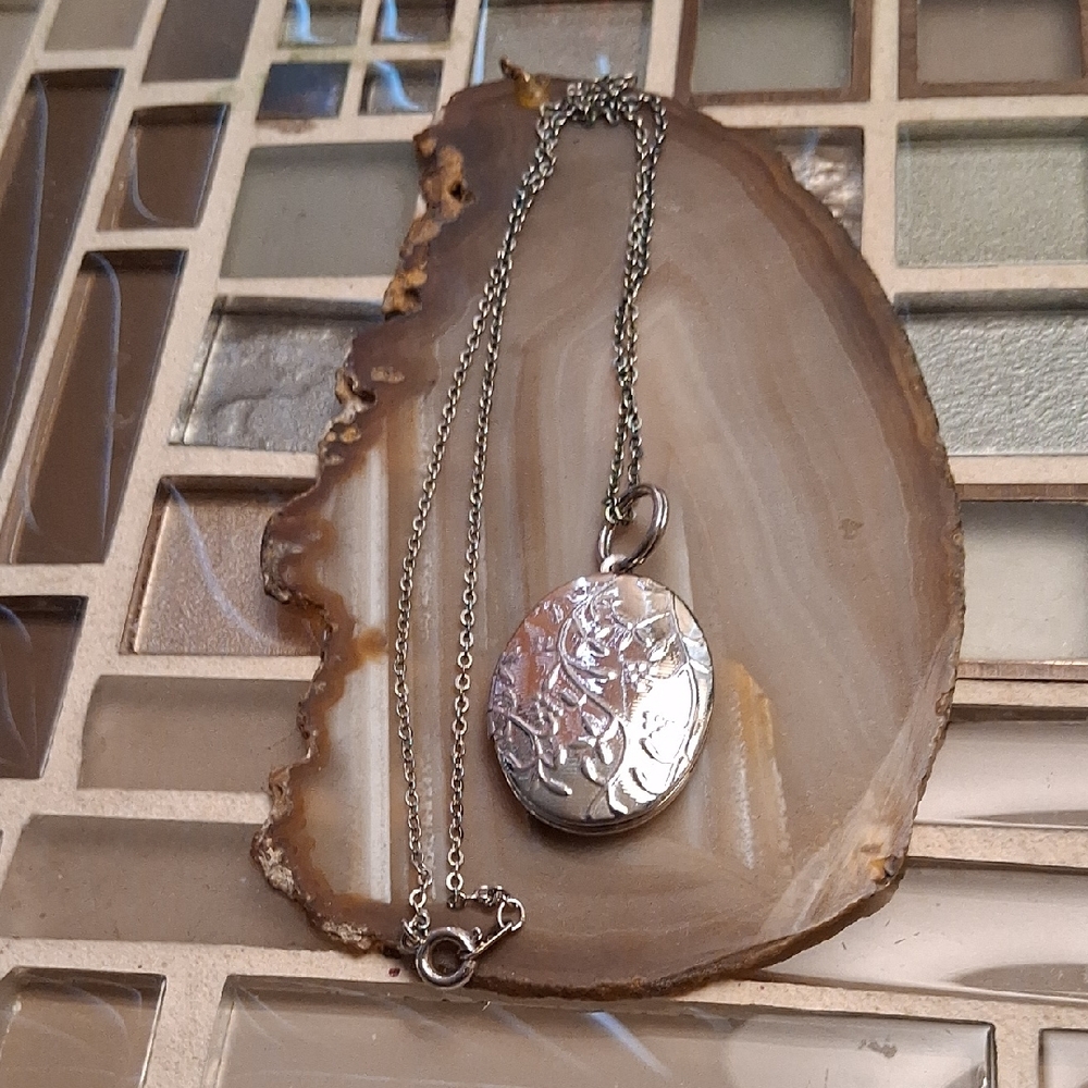 Silver Floral Locket Necklace - Women Jewelry